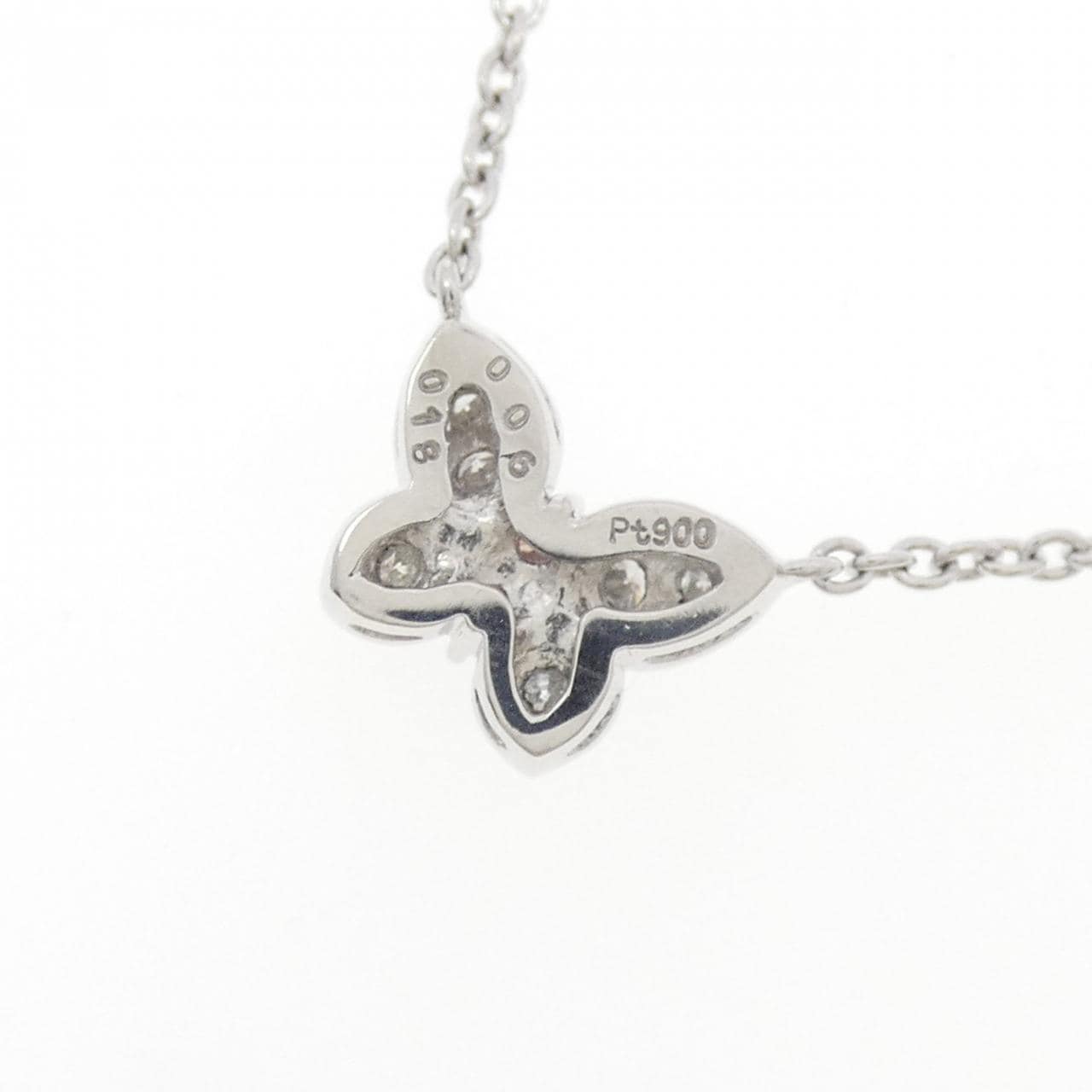 PT900/PT850 バタフライ ピンクダイヤモンド ネックレス 0.06CT