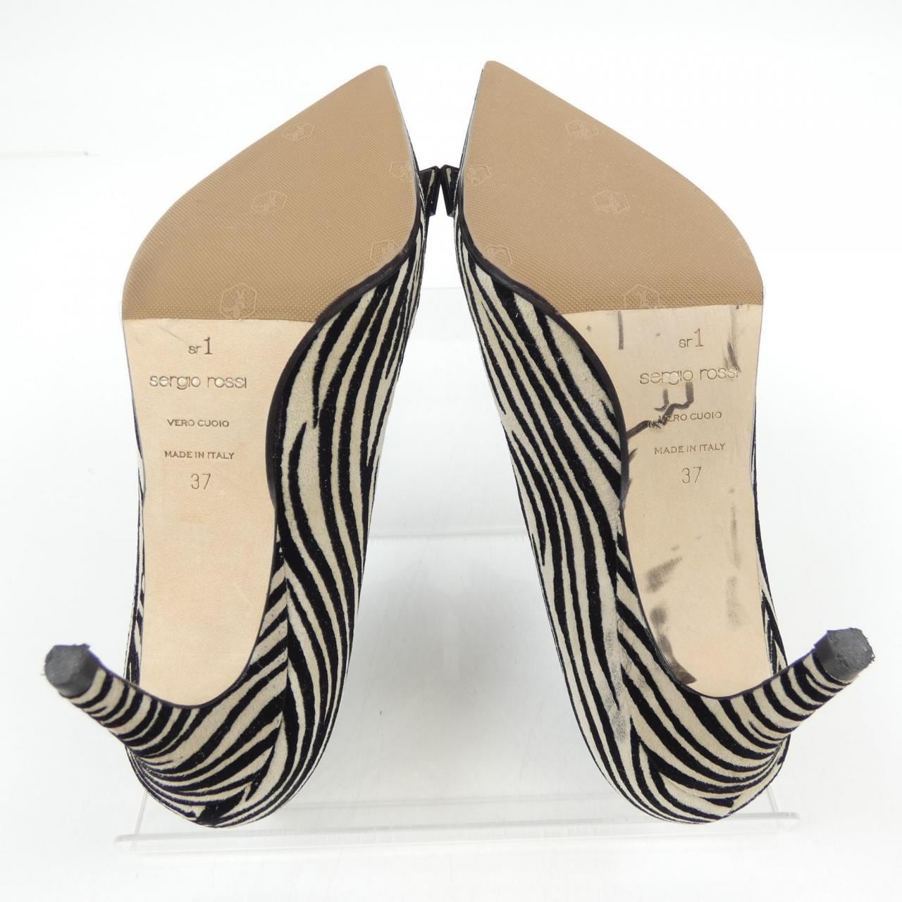 セルジオロッシ sergio rossi ZEBRA FLOCK-ECRU パンプス