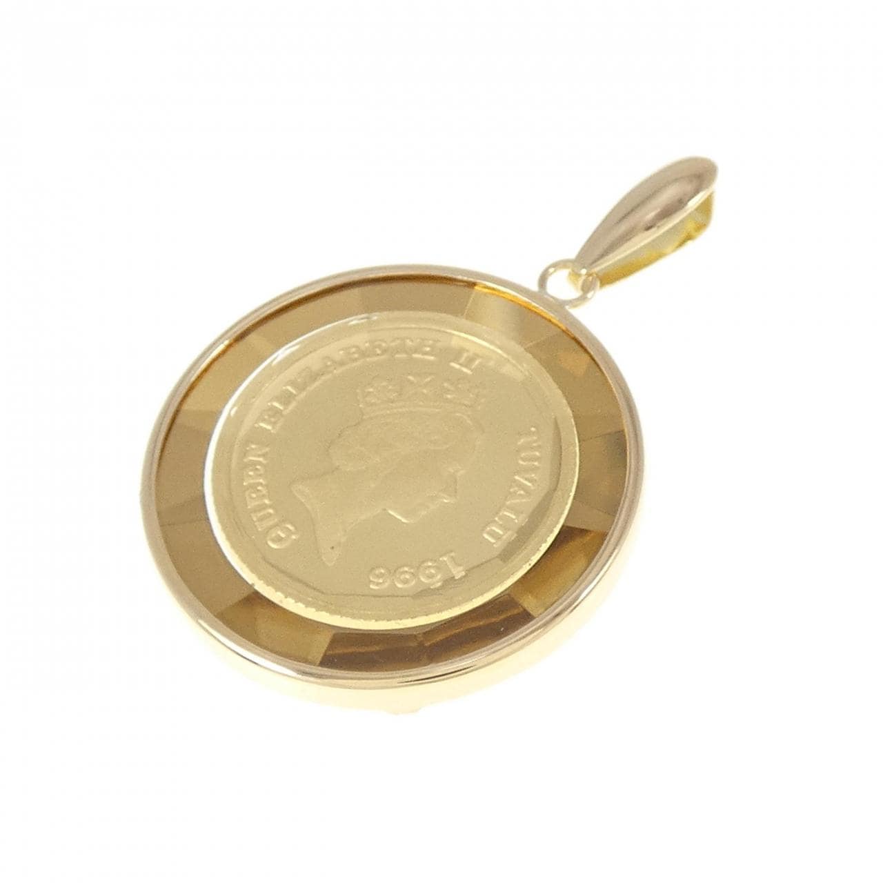 K18YG frame coin pendant