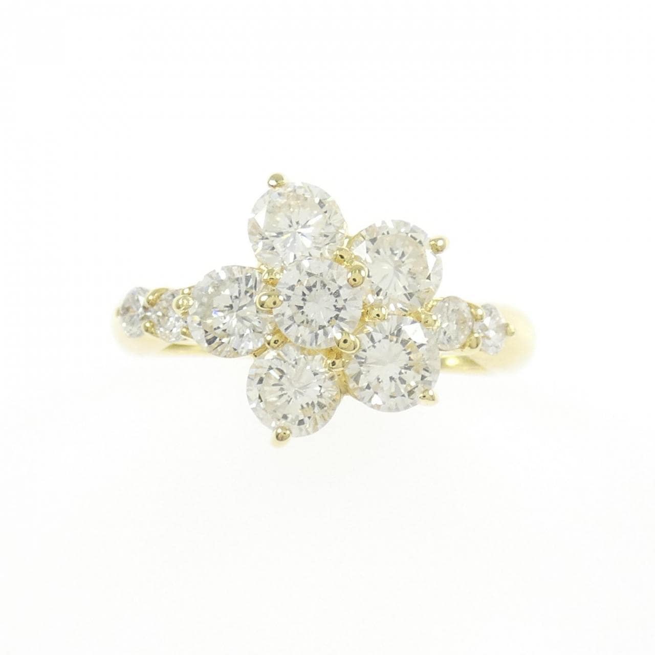 K18YG フラワー ダイヤモンド リング 1.07CT