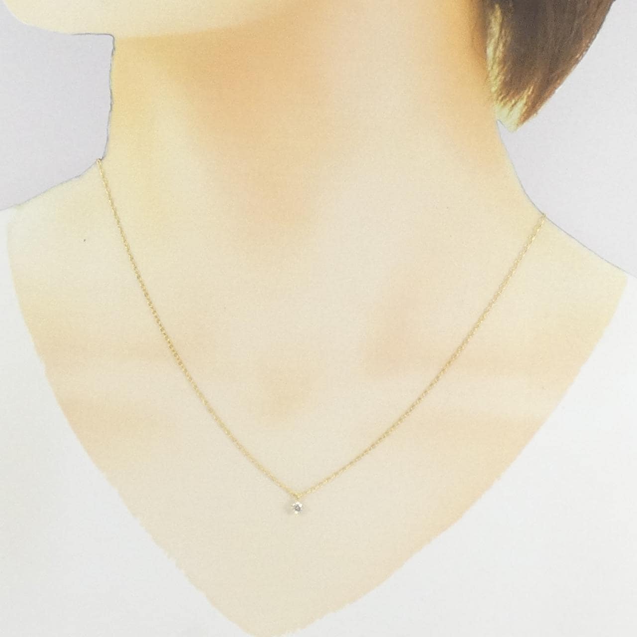 K18YG solitaire Diamond necklace 0.1CT
