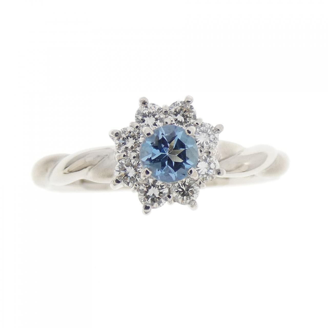 PT900 Aquamarine Ring 0.22CT
