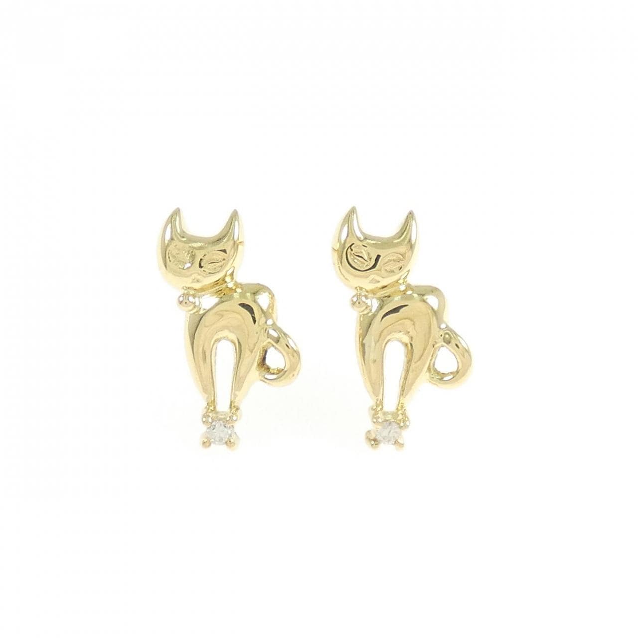 K18YG キャット ダイヤモンド ピアス 0.02CT