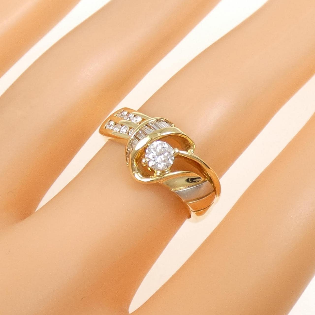 K18YG/PT900/K18PG ダイヤモンド リング 0.50CT