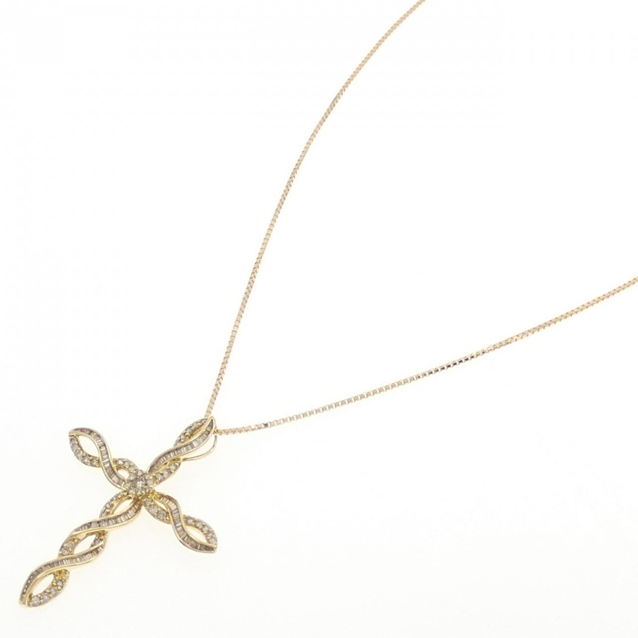 K18YG Cross Diamond Necklace 0.87CT