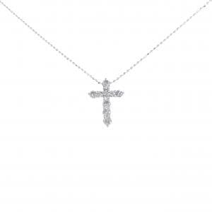 PT/K18WG クロス ダイヤモンド ネックレス 0.50CT