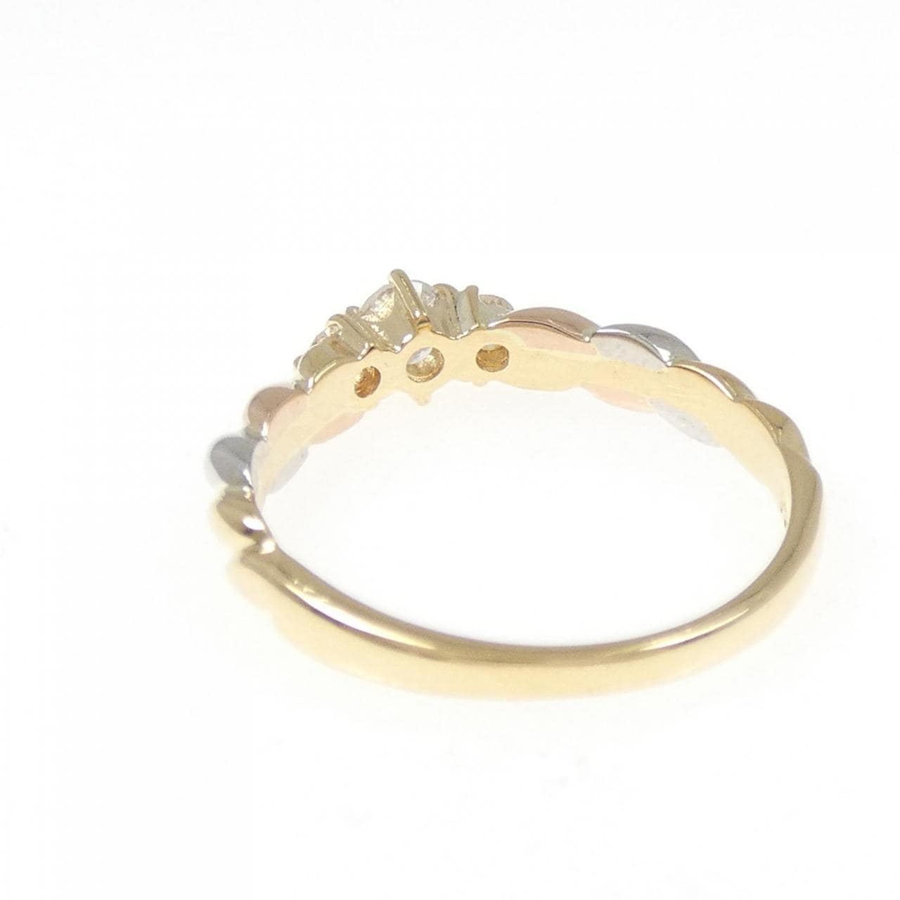 K18YG/PT900/K18PG ダイヤモンド リング 0.15CT