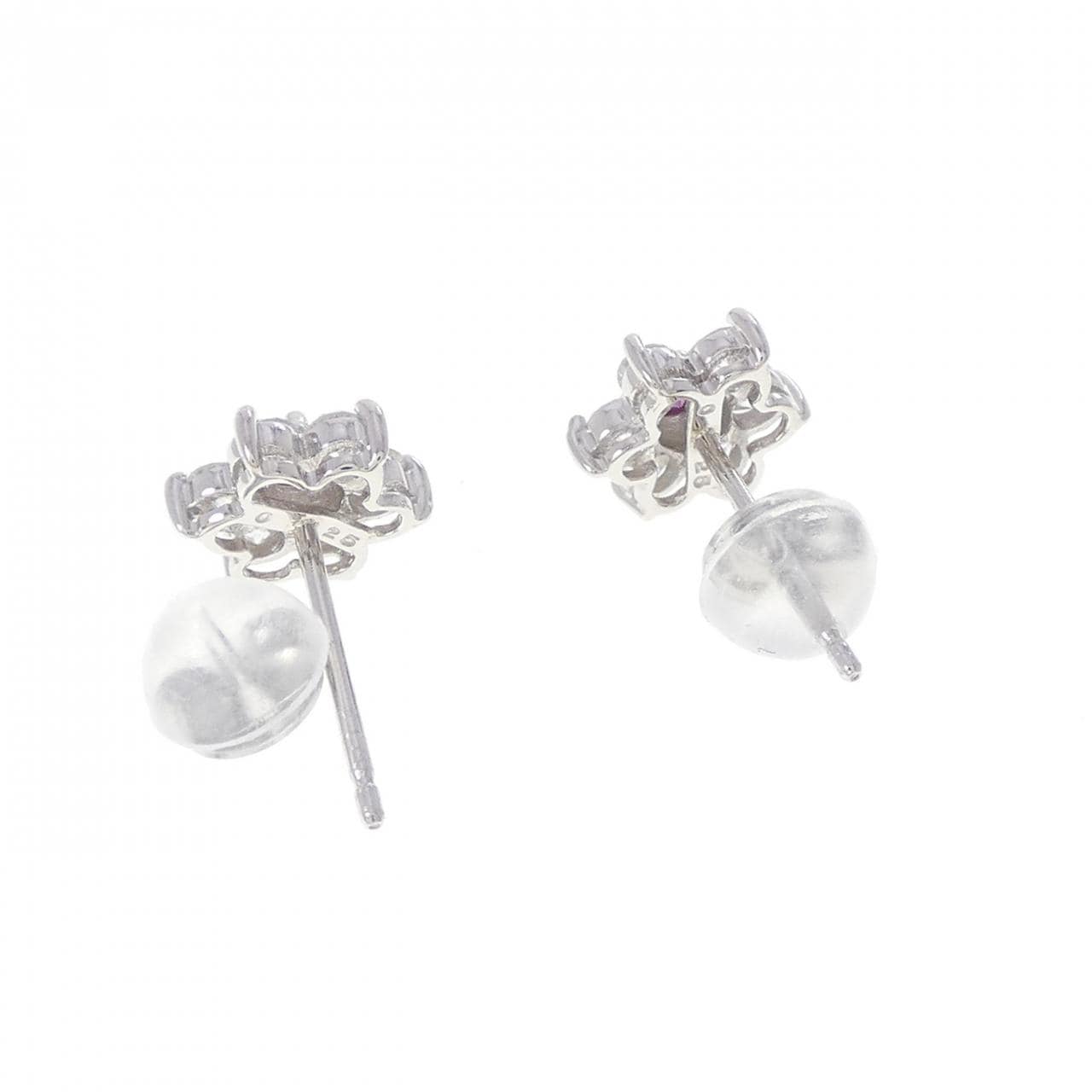 PT/PT900 フラワー ダイヤモンド ピアス 0.50CT