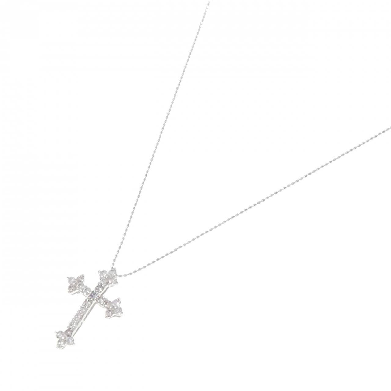 K18WG クロス ダイヤモンド ネックレス 1.00CT