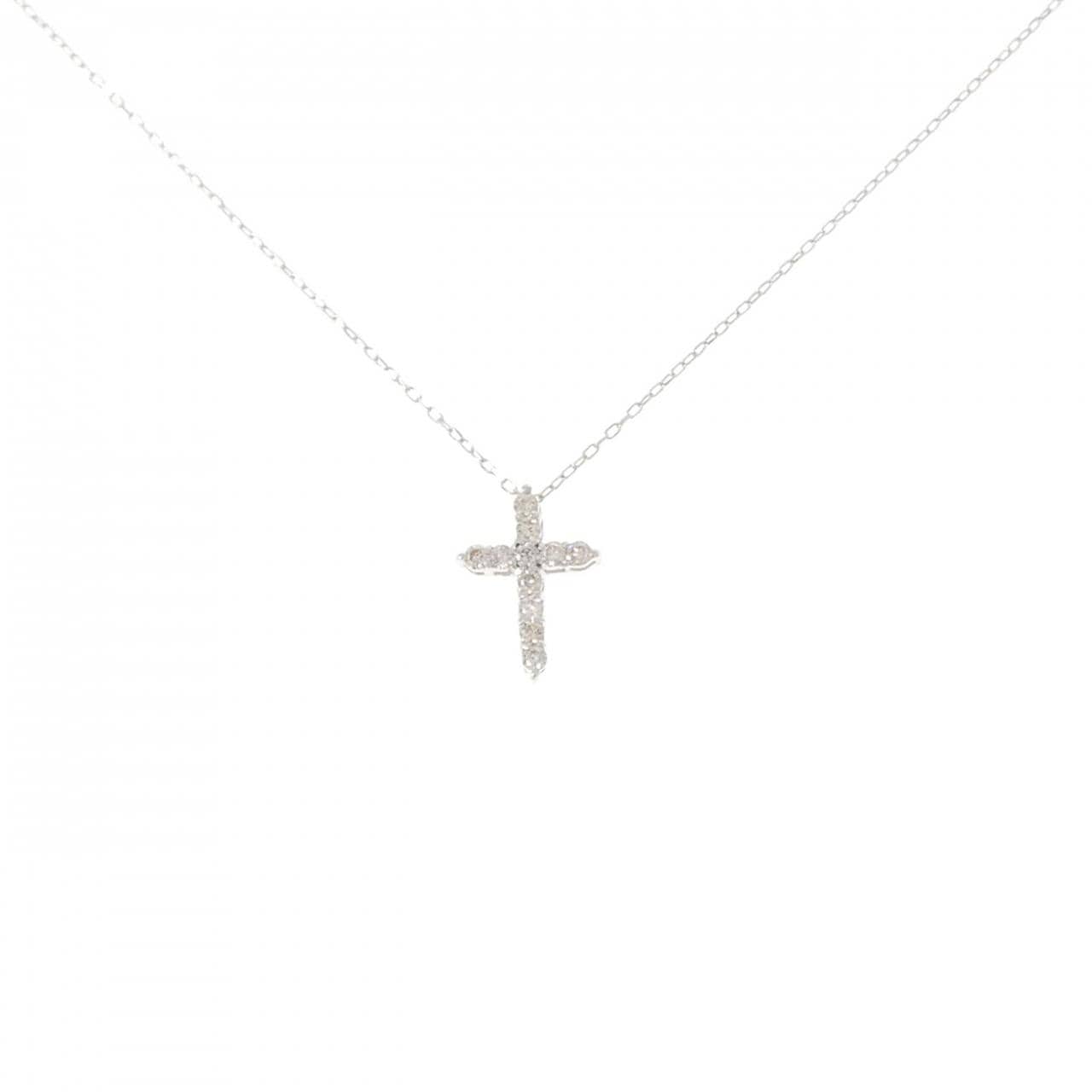 K18WG クロス ダイヤモンド ネックレス 0.10CT