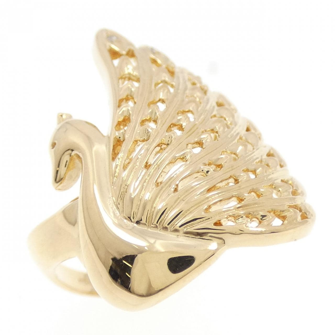 K18YG クジャク ダイヤモンド リング