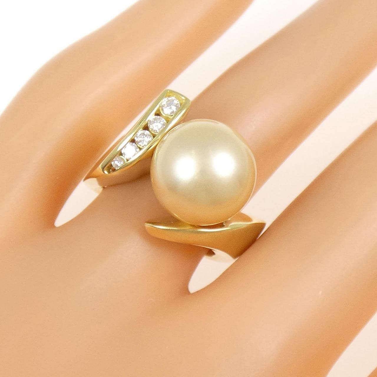 K18YG 白蝶パール リング 11.4mm