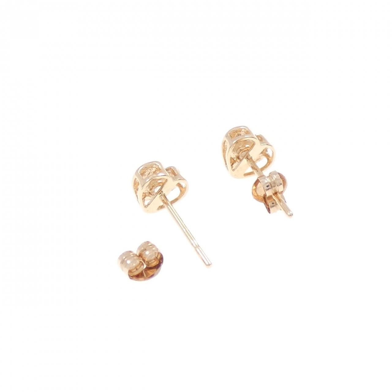 K14PG ハート ダイヤモンド ピアス 0.10CT