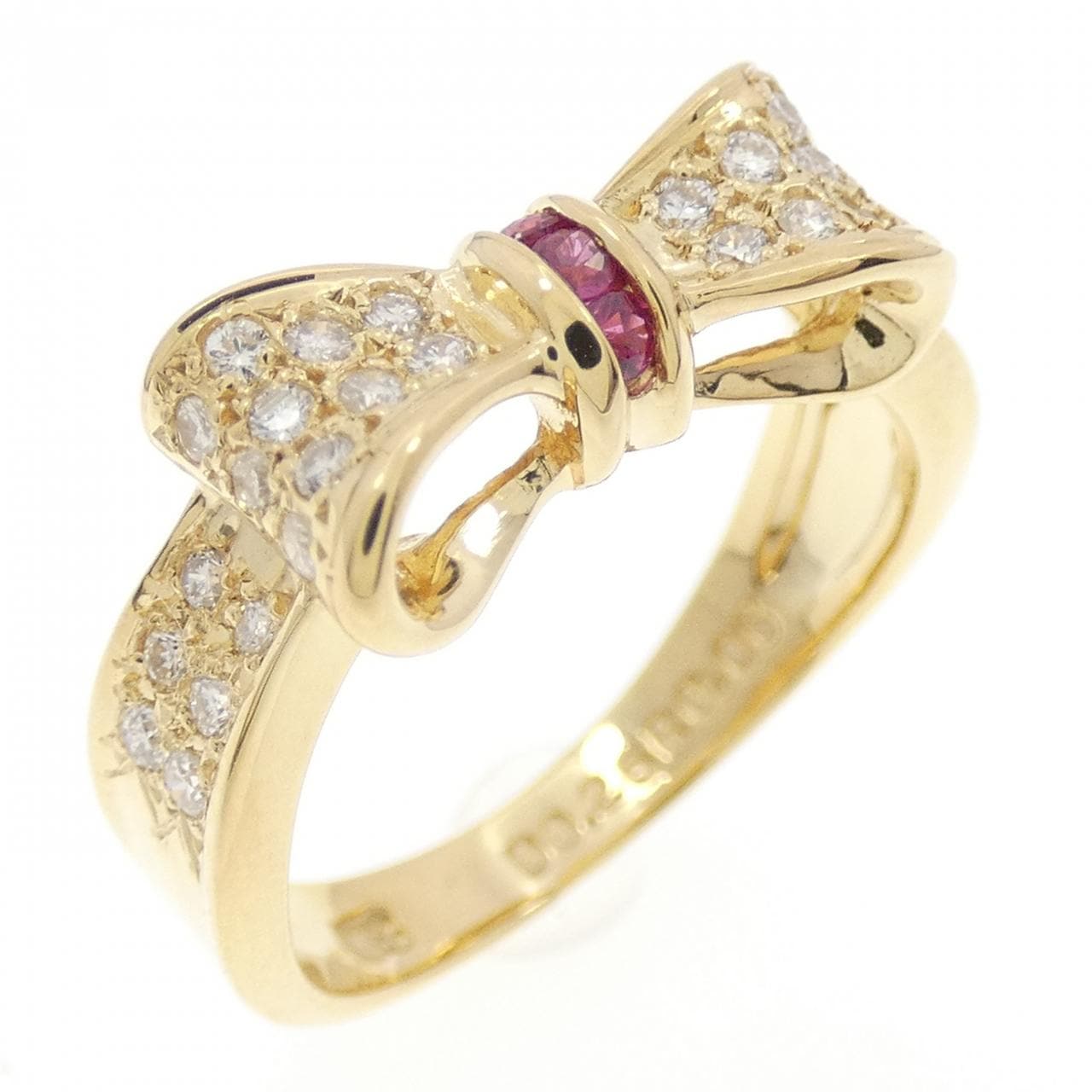 K18YG リボン ルビー リング 0.06CT