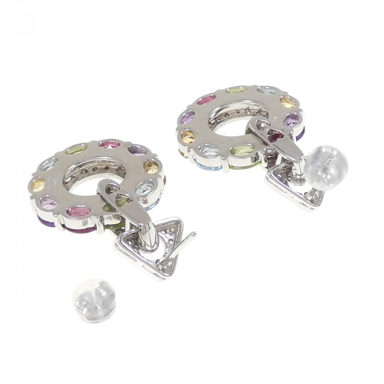 K18WG カラーストーン ピアス 9.60CT