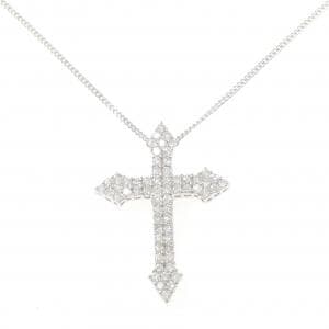 K14WG クロス ダイヤモンド ネックレス 1.00CT