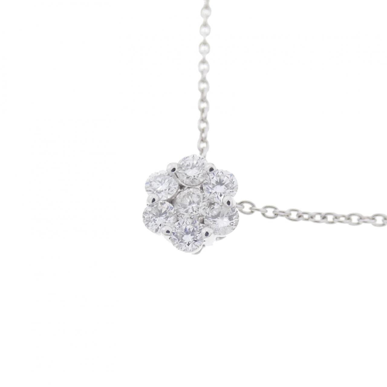 K18WG flower Diamond necklace 0.20CT