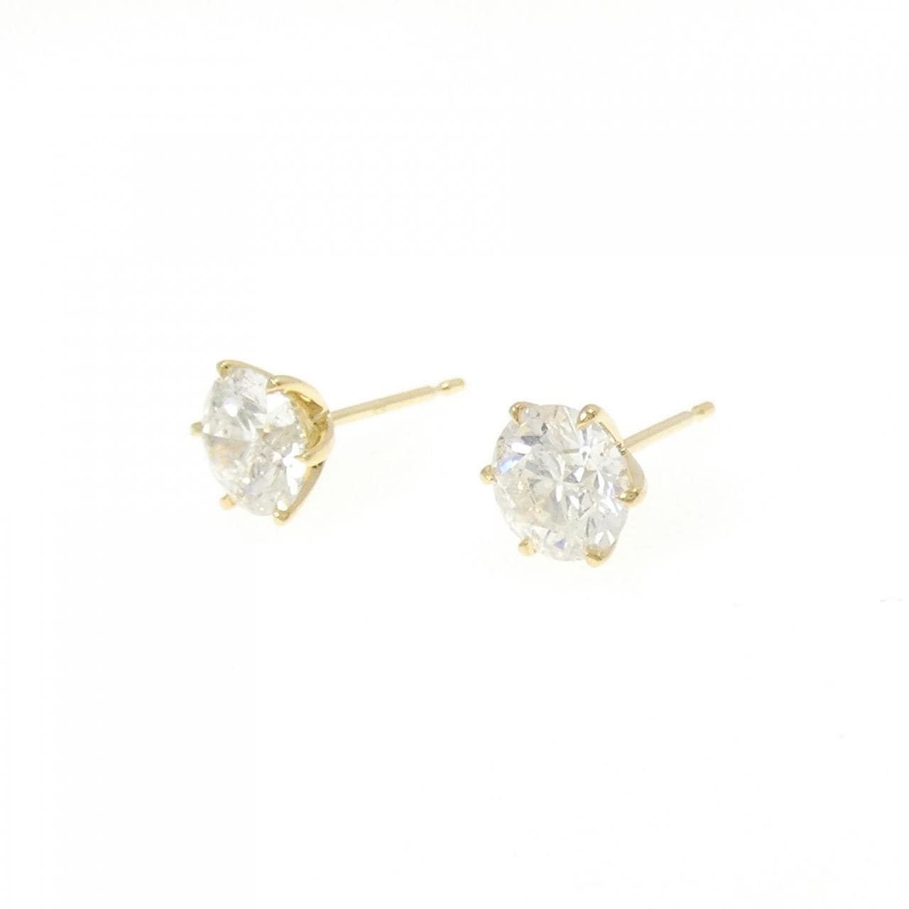 [再加工款] K18YG/ST鑽石耳環 1.111CT 1.152CT IJ I1 EXT
