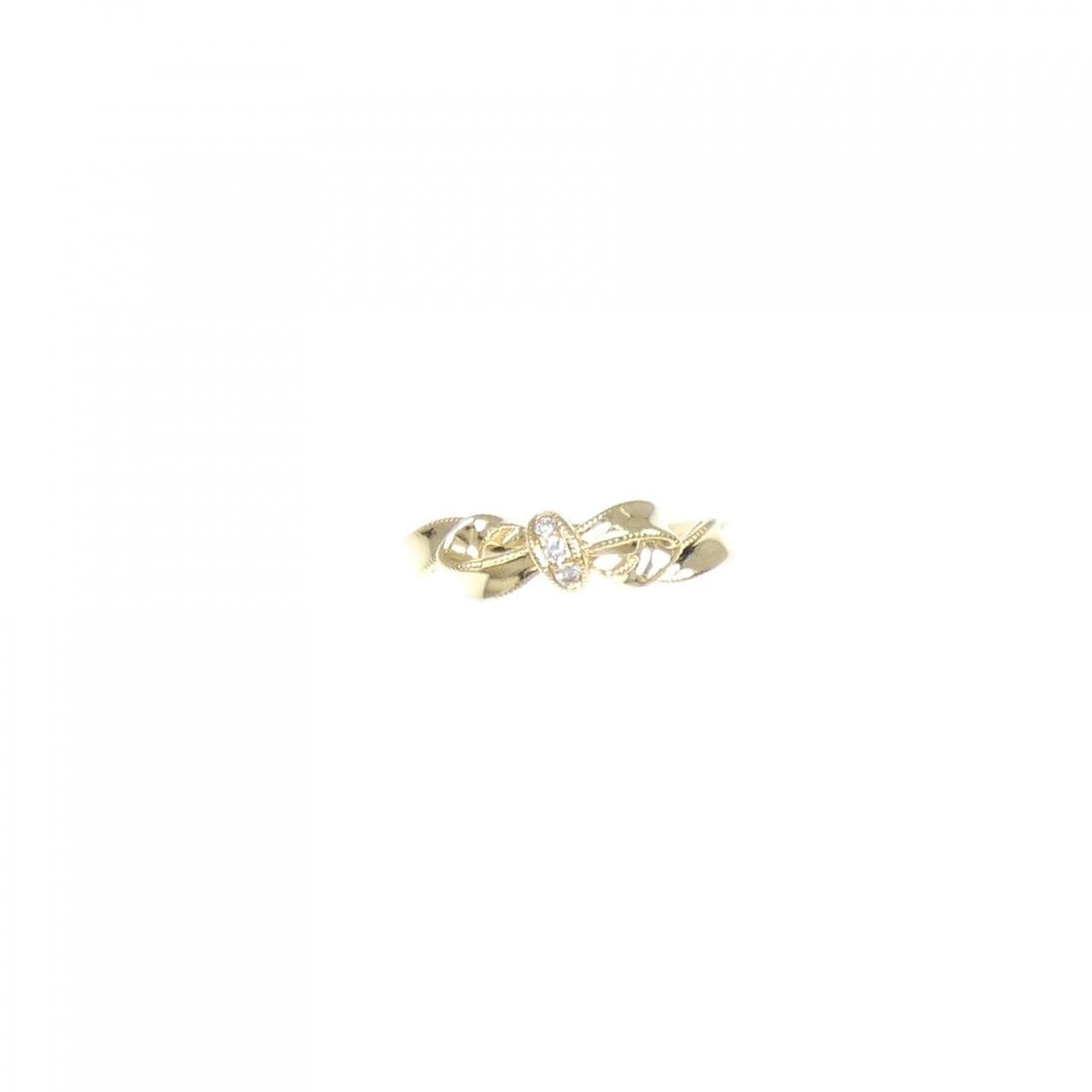 K18YG リボン ダイヤモンド リング 0.03CT