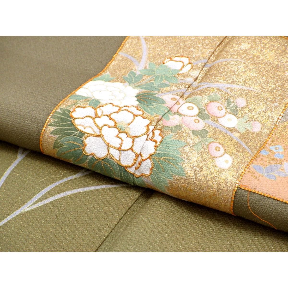 【未使用品】訪問着　友禅金彩加工　刺繍入り　ボカシ染　身丈Ｓ寸