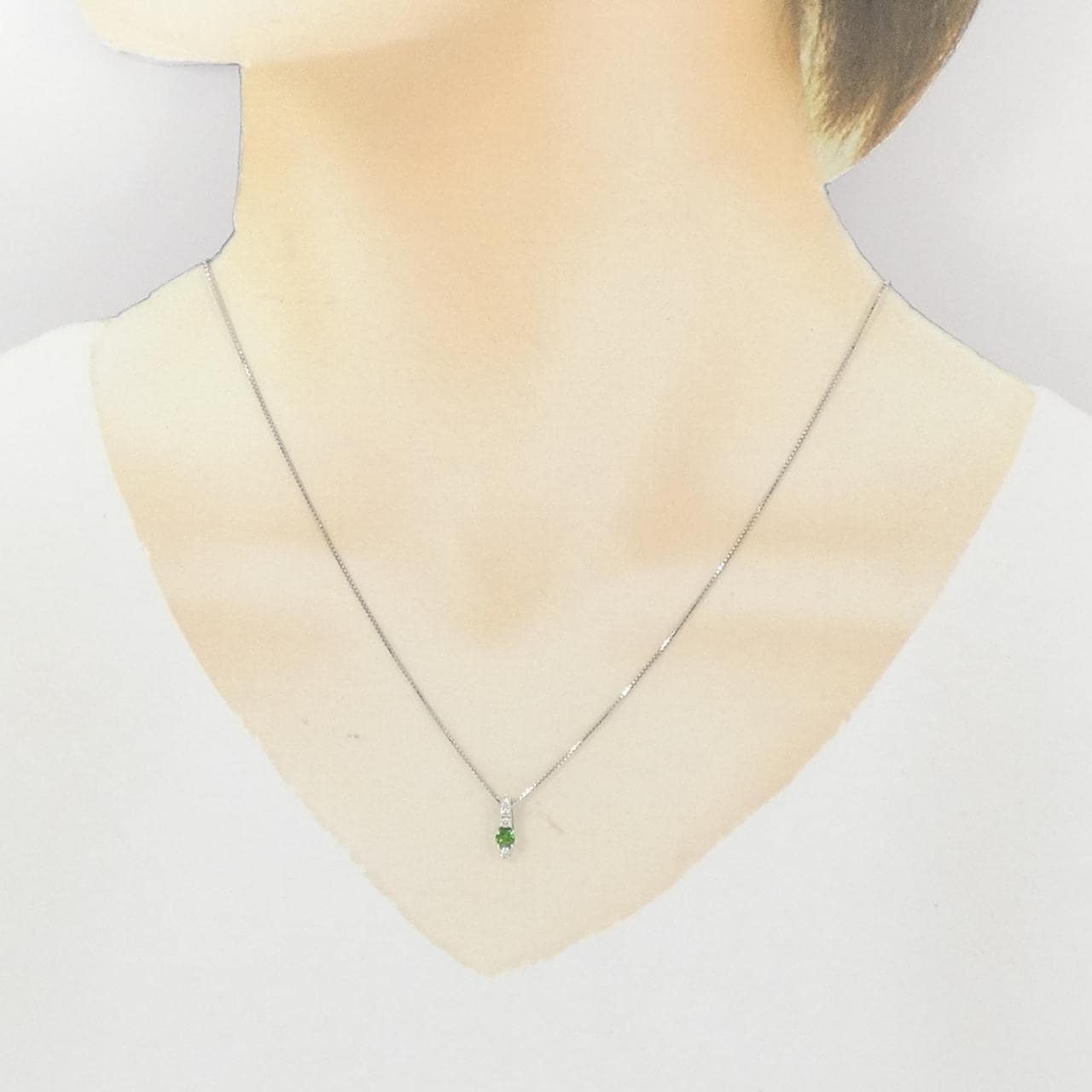 PT900/K18WG デマントイドガーネット ネックレス 0.20CT