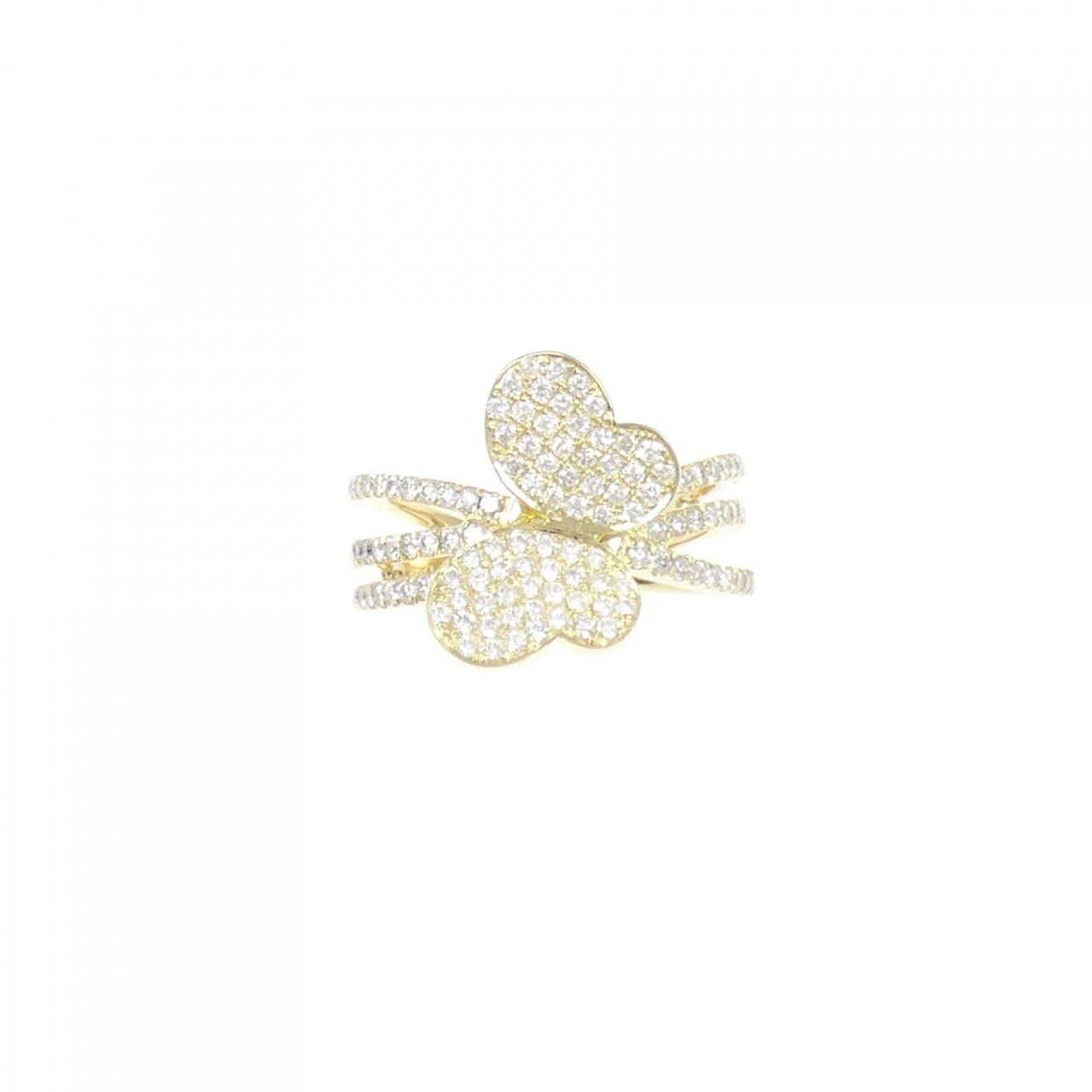 750YG バタフライ パヴェ  ダイヤモンド リング 0.85CT