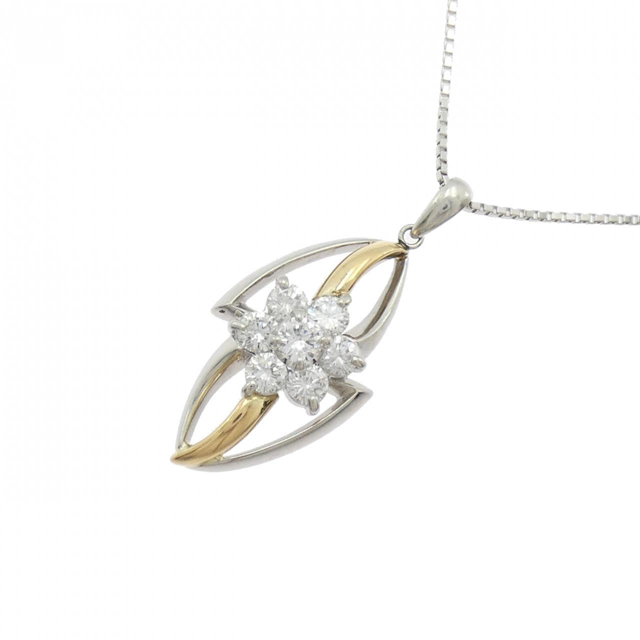 K18/PT/PT850 フラワー ダイヤモンド ネックレス 1.06CT