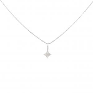 K18WG フラワー ダイヤモンド ネックレス 0.05CT