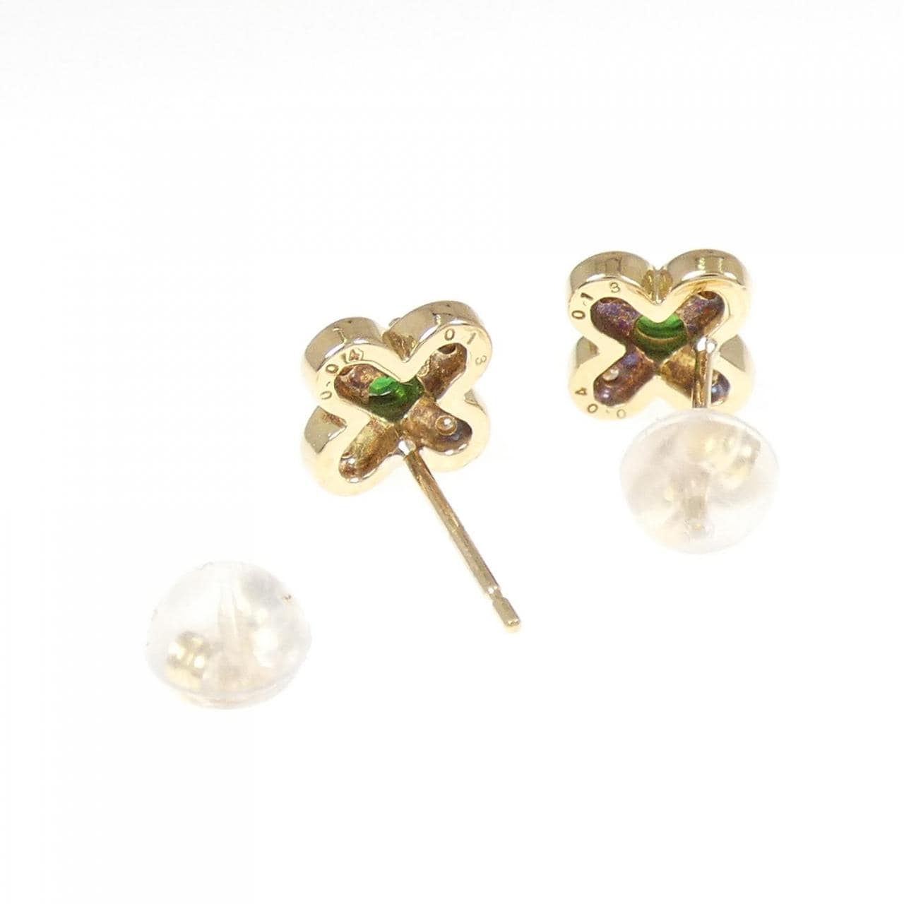 K18YG フラワー ガーネット ピアス 0.26CT