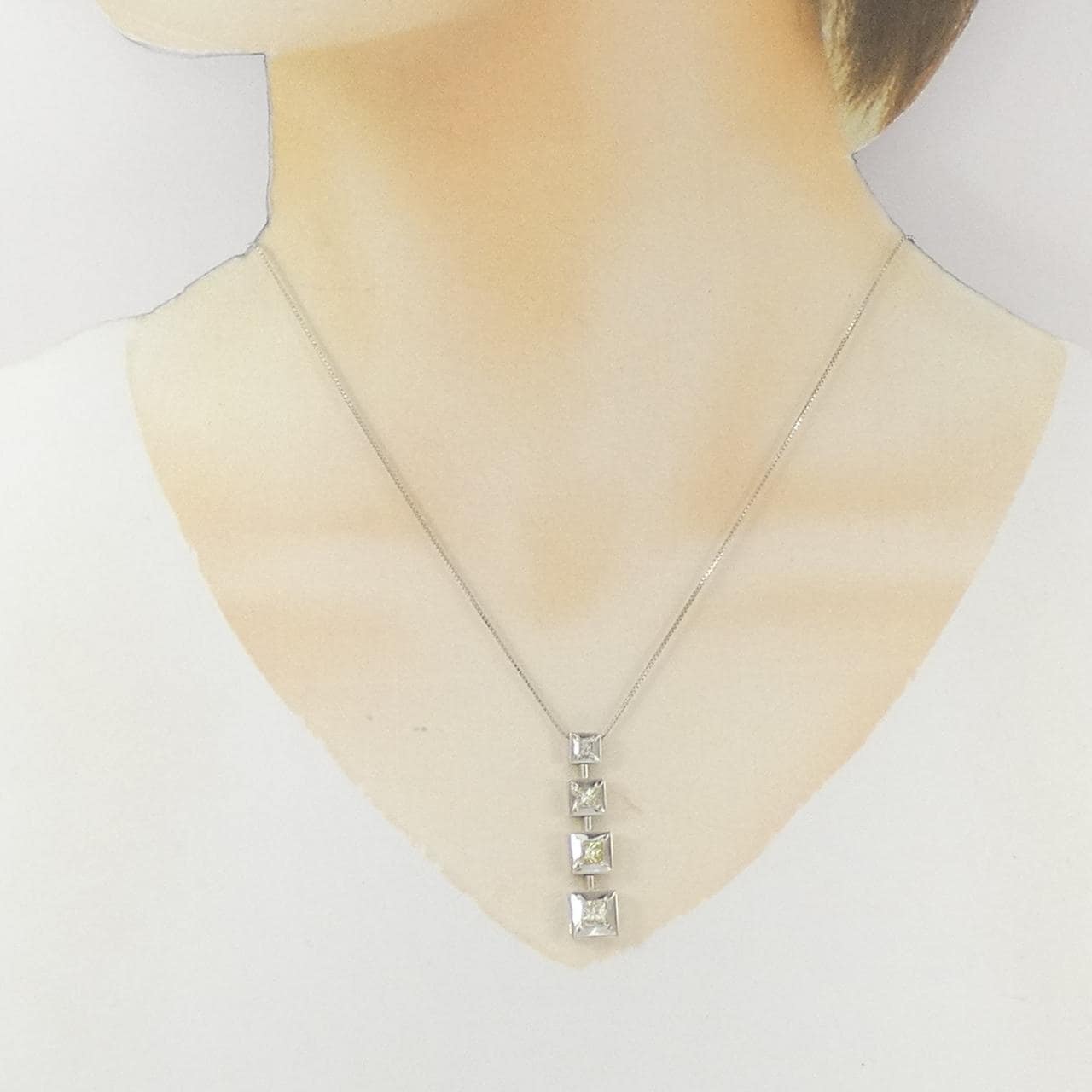 K18WG ダイヤモンド ネックレス 1.02CT