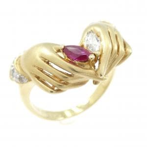 K18YG/K18WG ルビー リング 0.15CT