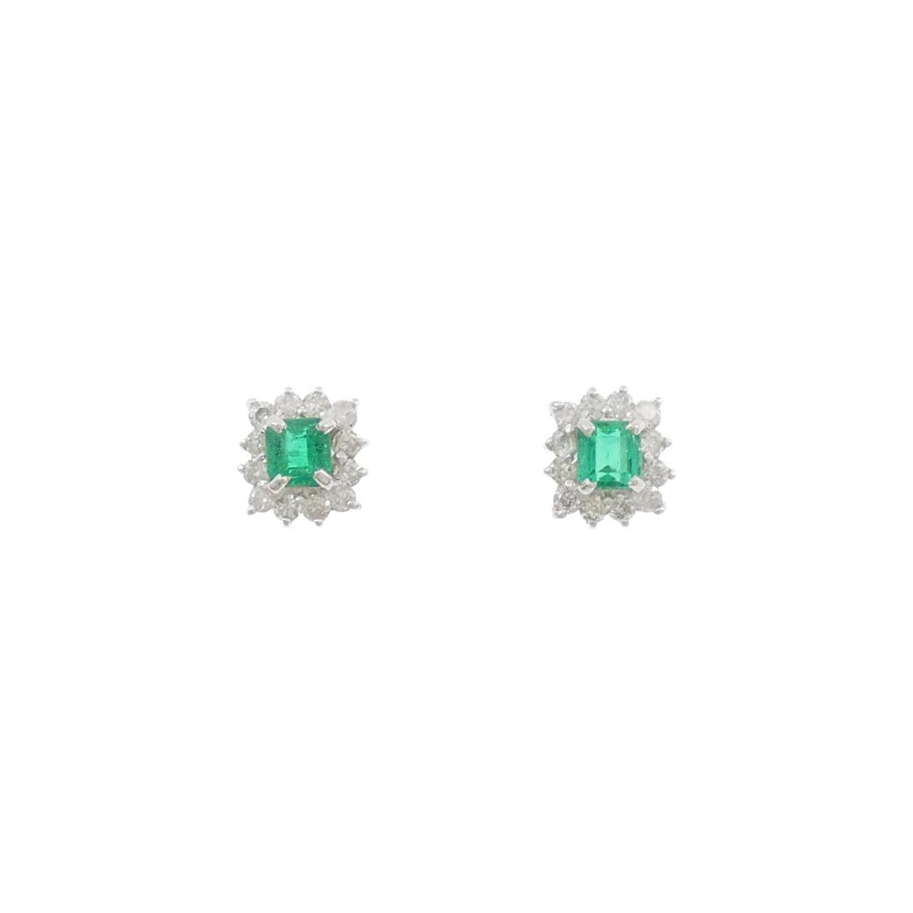 K18WG エメラルド ピアス 0.36CT