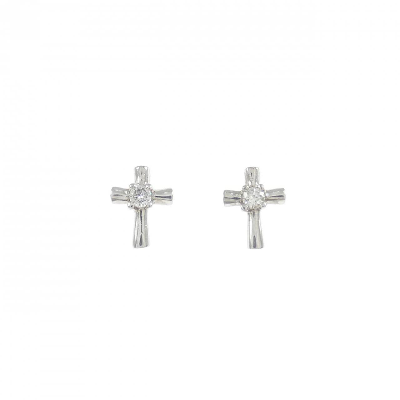 PT900 クロス ダイヤモンド ピアス 0.04CT