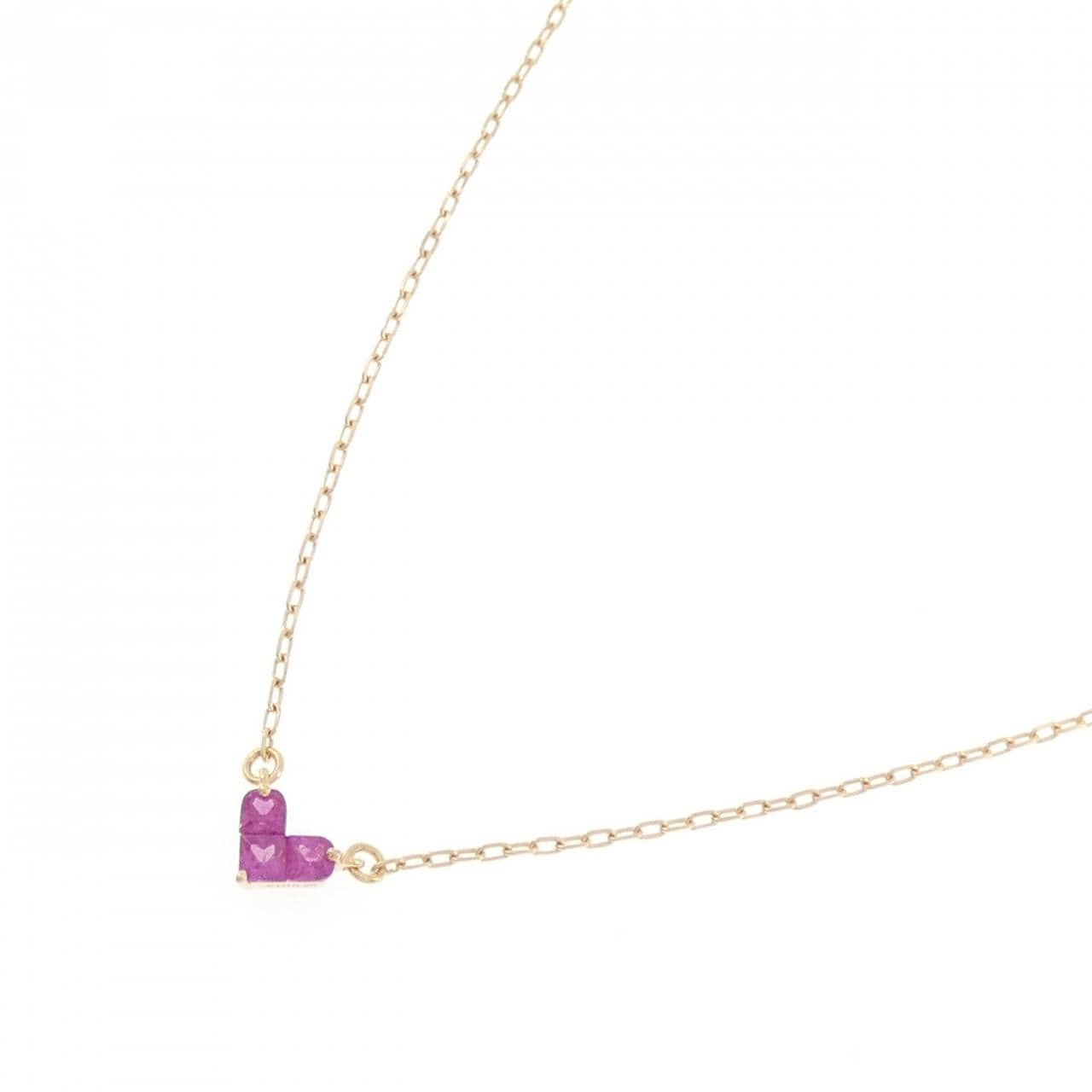 K18YG ハート ルビー ネックレス 0.26CT