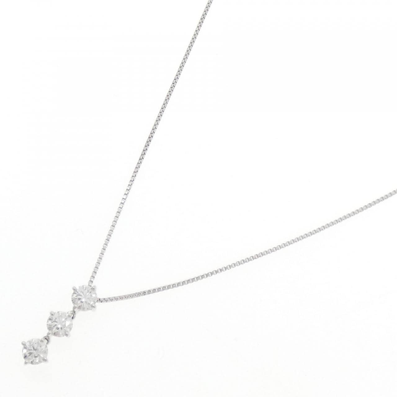 PT900/PT850 スリーストーン ダイヤモンド ネックレス 0.545CT