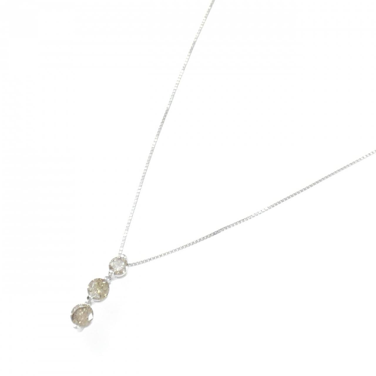 K18WG Three Stone Diamond Necklace 1.069CT