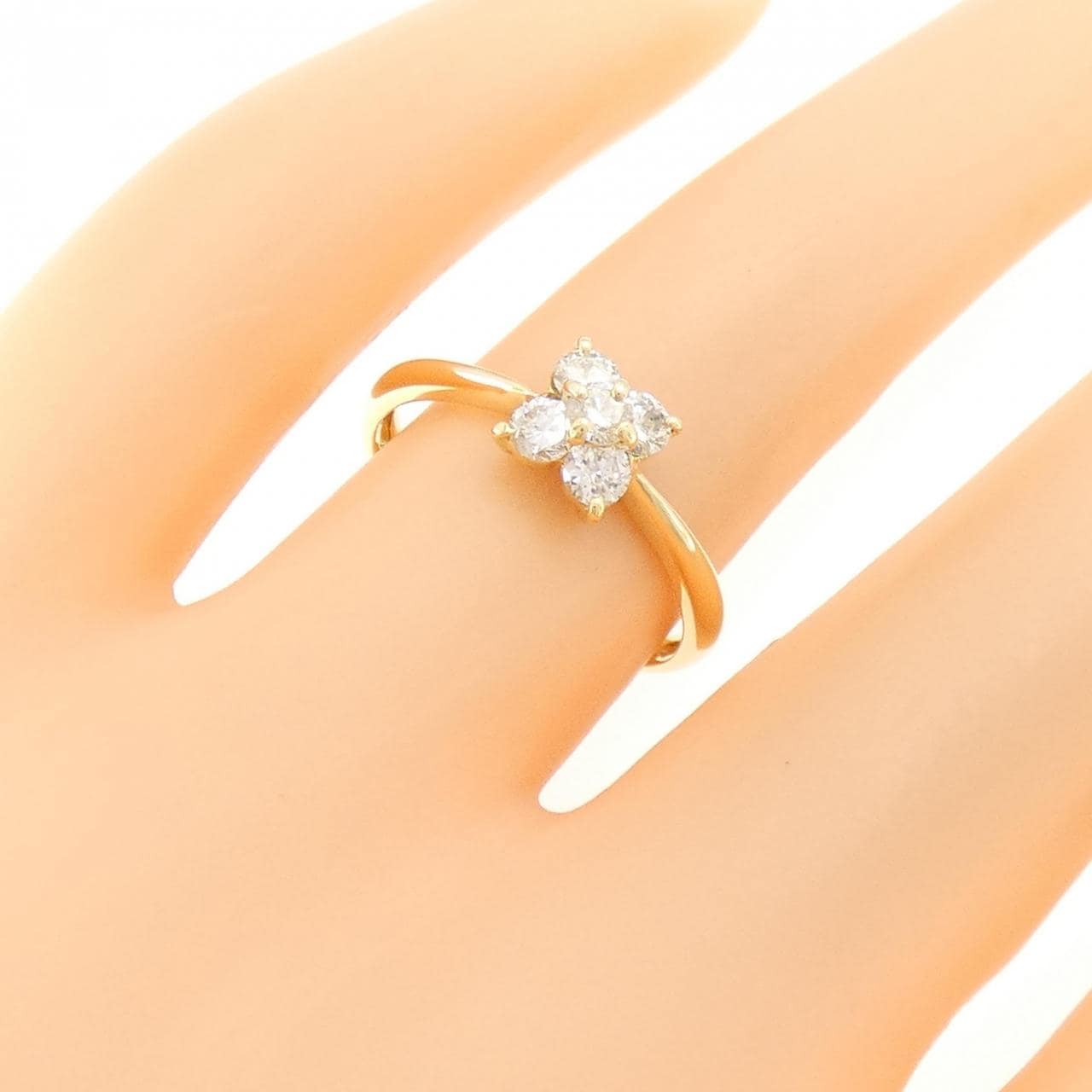 K18YG フラワー ダイヤモンド リング 0.45CT