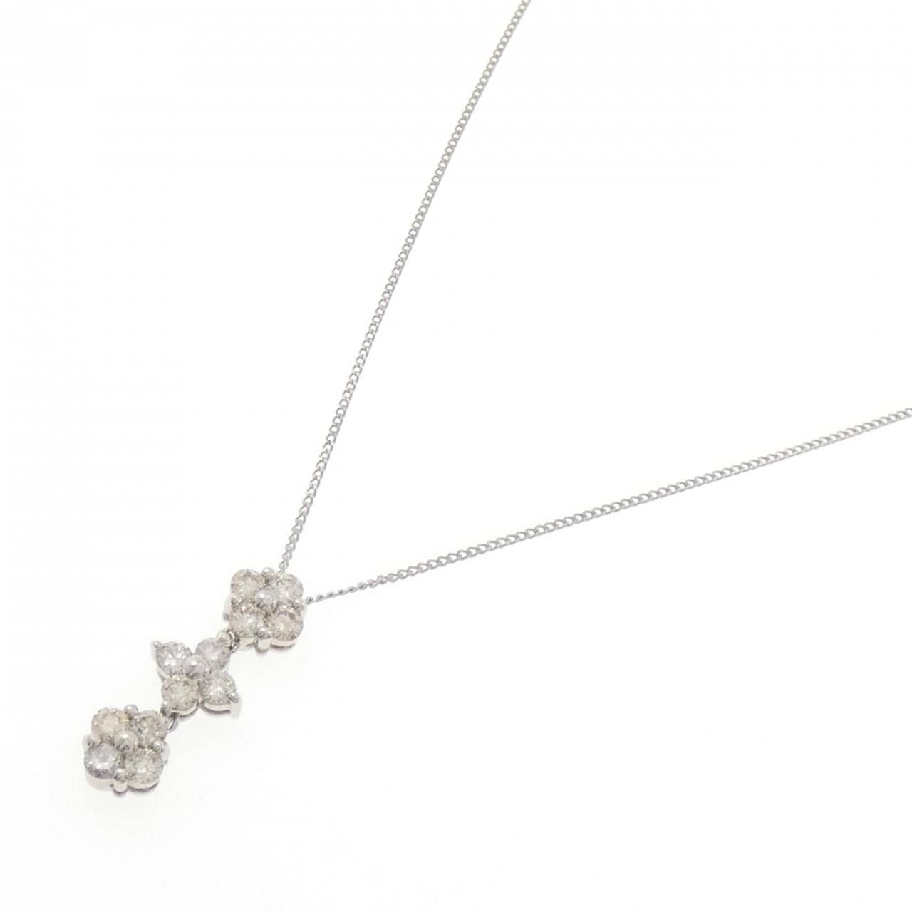 PT900/PT850 フラワー ダイヤモンド ネックレス 1.00CT