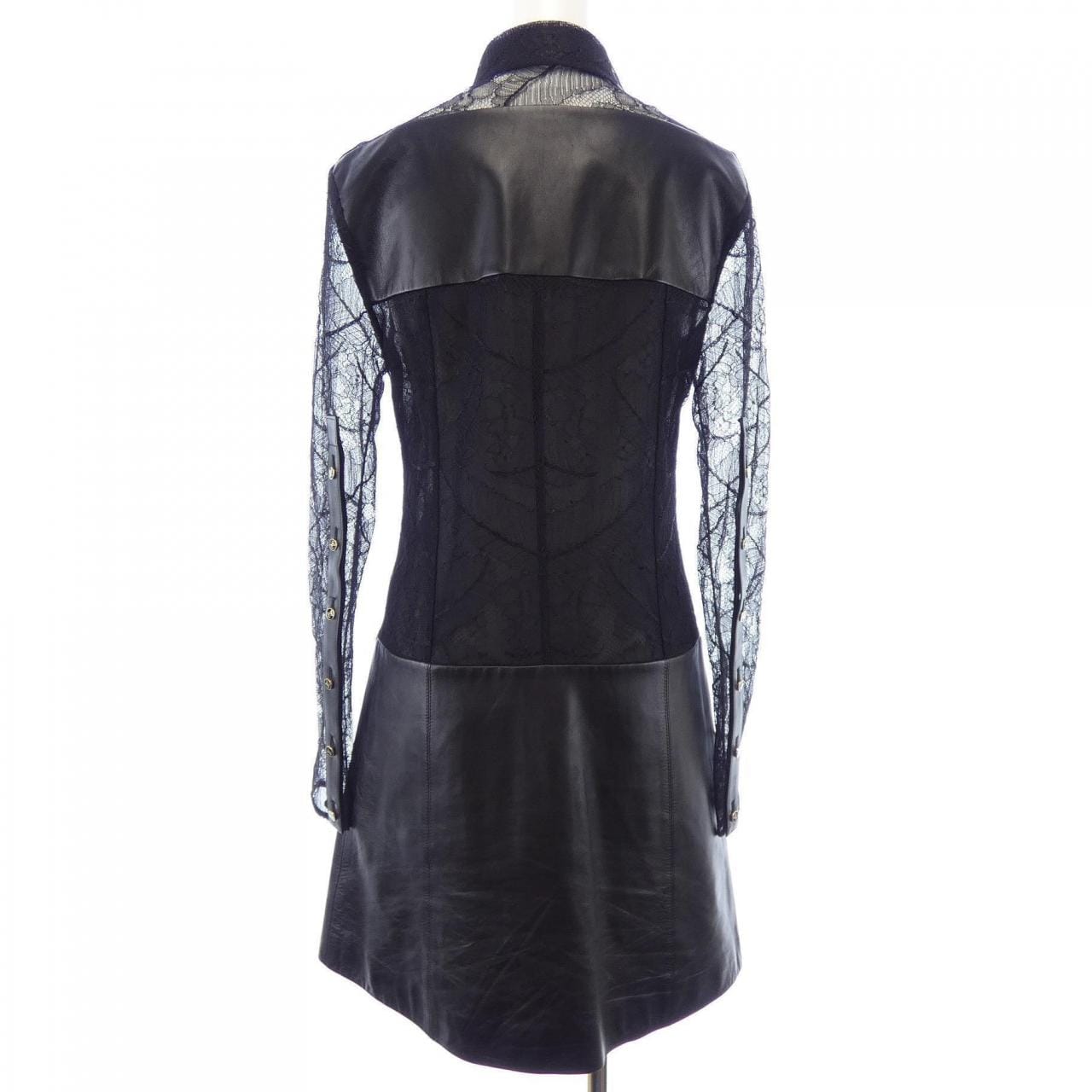 ルイヴィトン LOUIS VUITTON フェザーレースアンドレザーシャツ FMLD94NN4 ワンピース