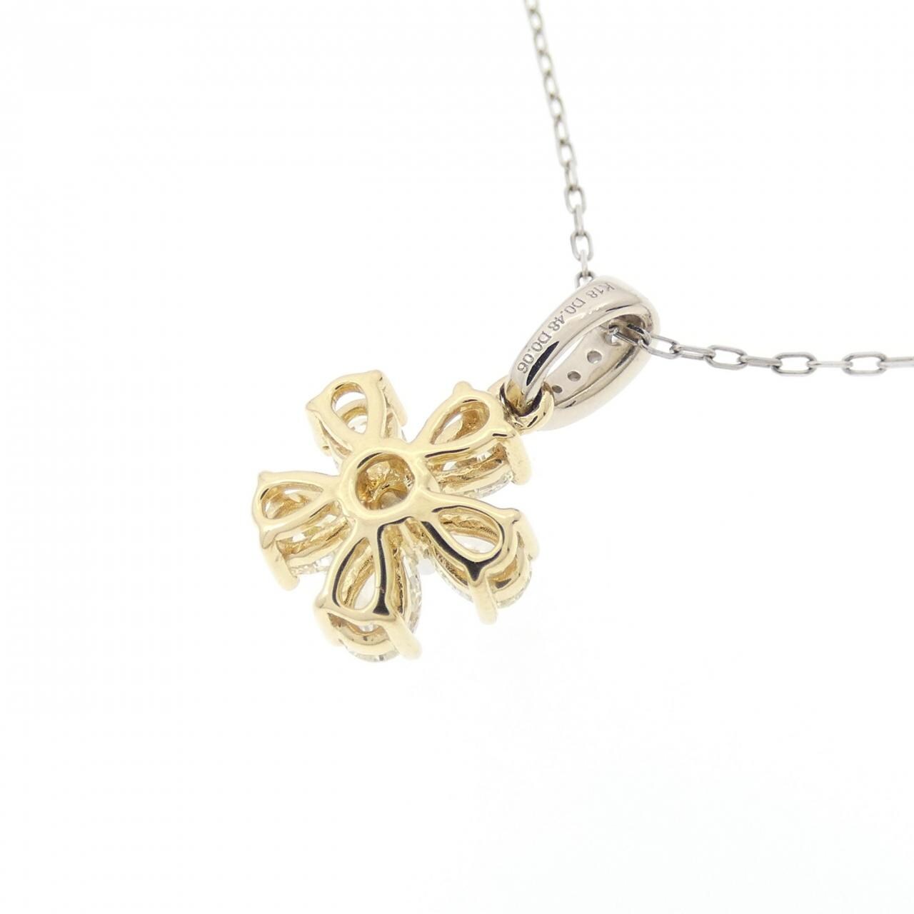 K18YG/K18WG/PT Flower Diamond Necklace 0.48CT