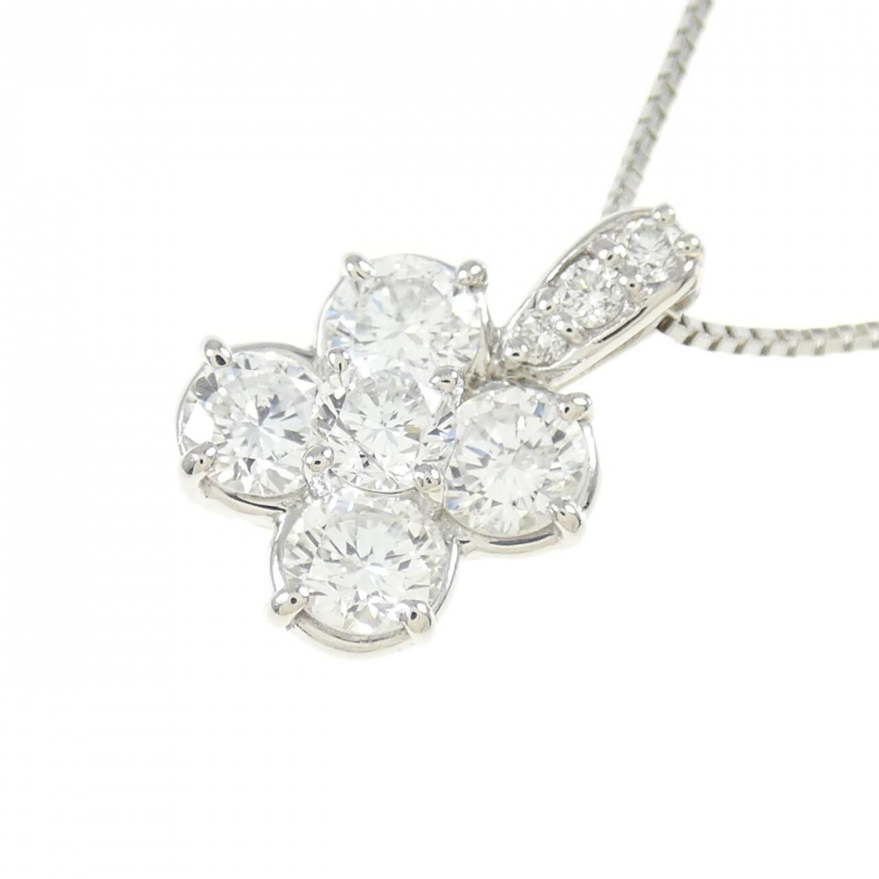 PT900/PT850 フラワー ダイヤモンド ネックレス 1.00CT