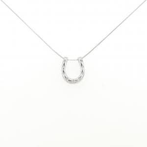 K18WG  ホースシュー ダイヤモンド ネックレス 0.09CT