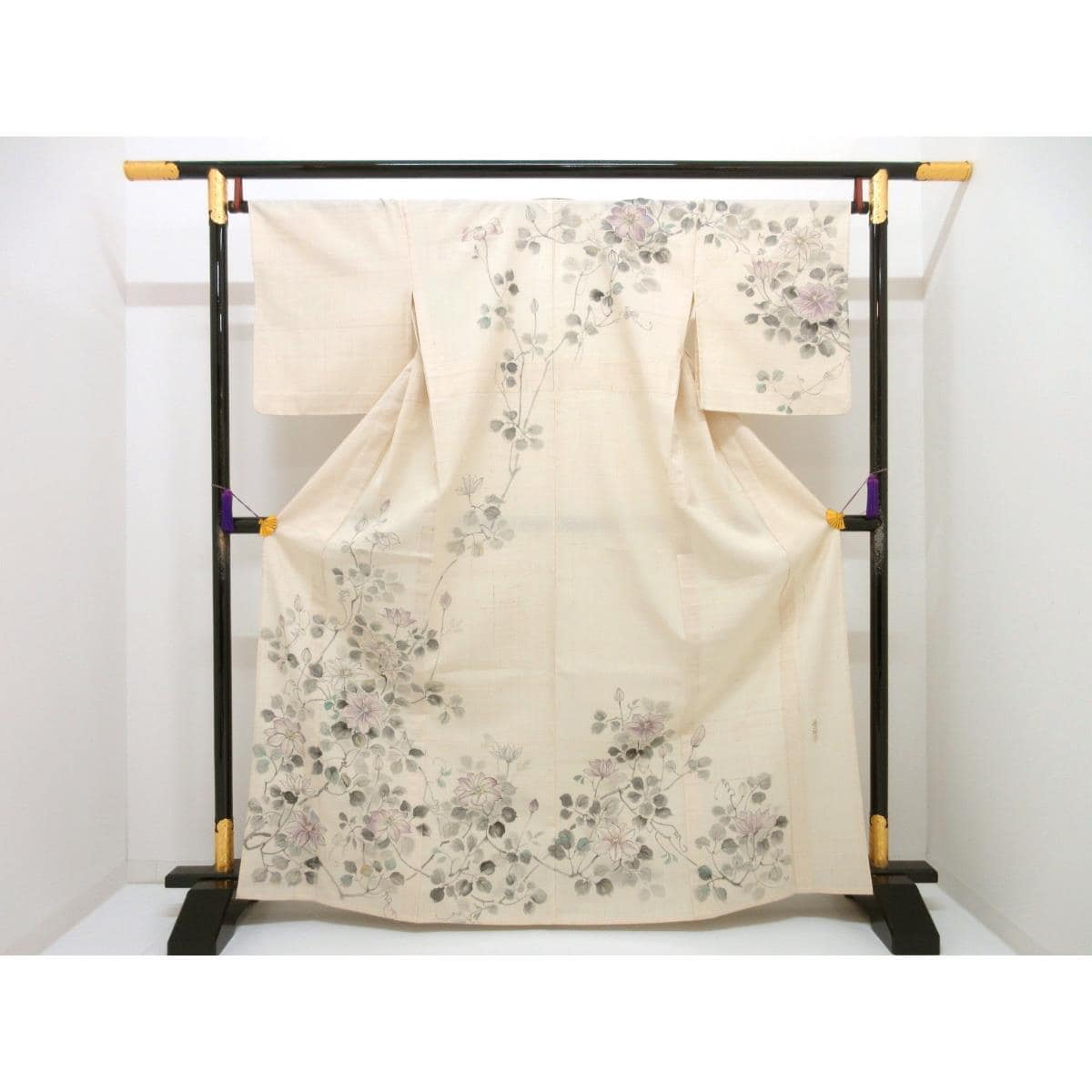 単衣　紬織訪問着　友禅加工