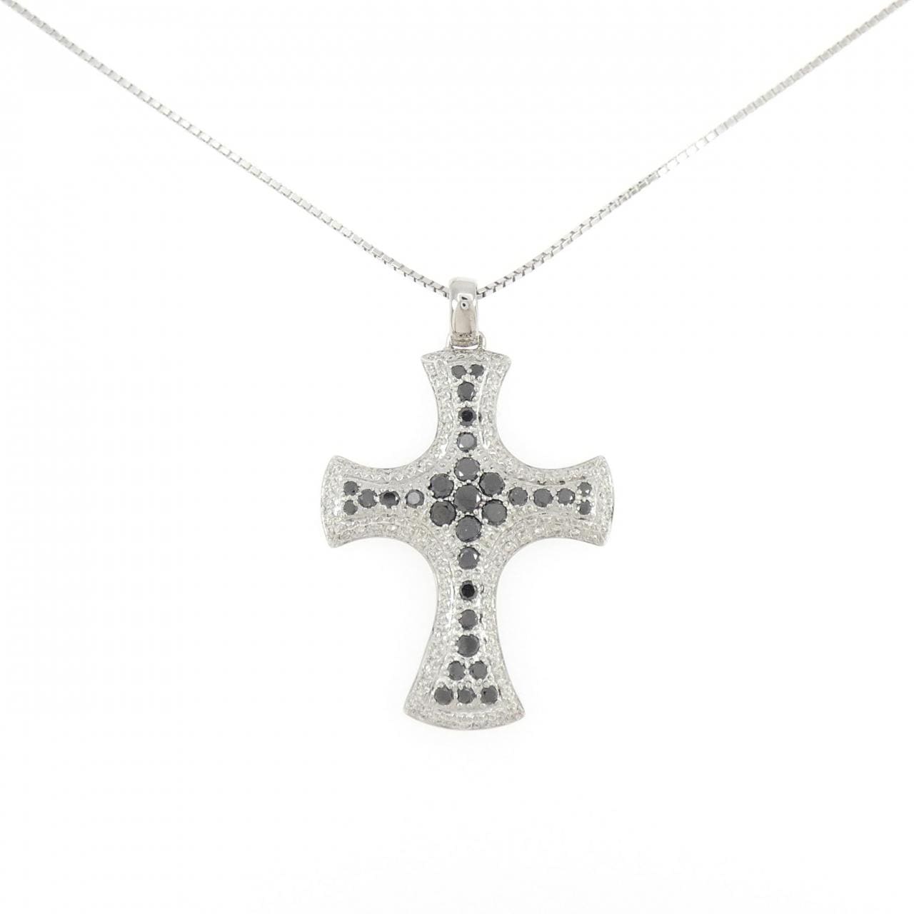 K18WG クロス ダイヤモンド ネックレス 1.45CT