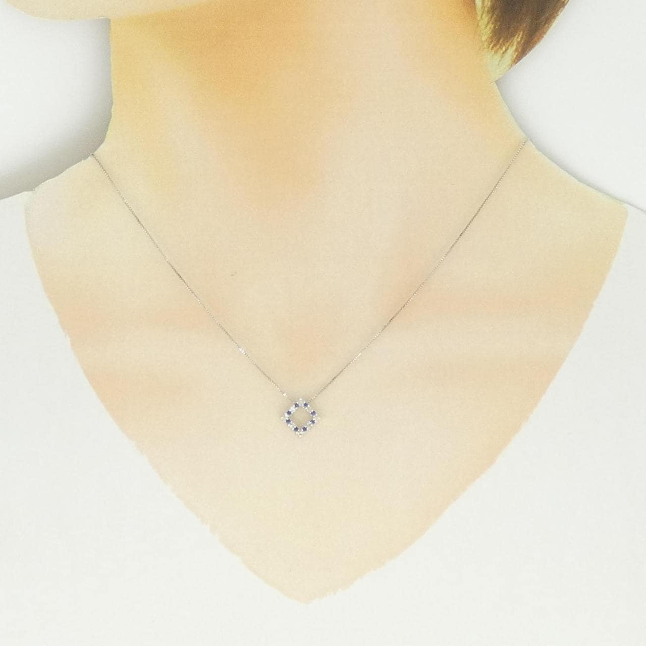 K18WG サファイヤ ネックレス 0.10CT