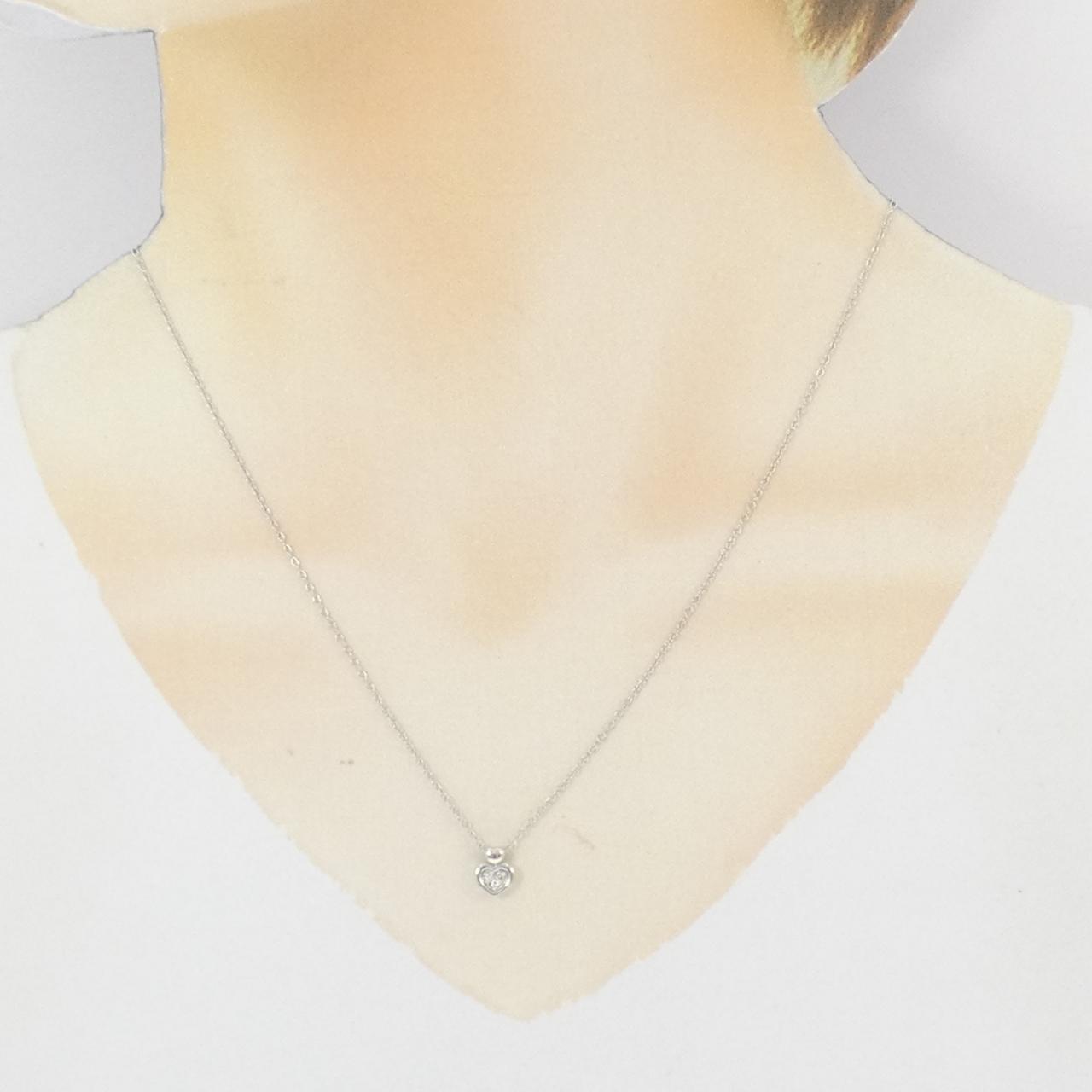 K18WG/PT850 ハート ダイヤモンド ネックレス 0.03CT