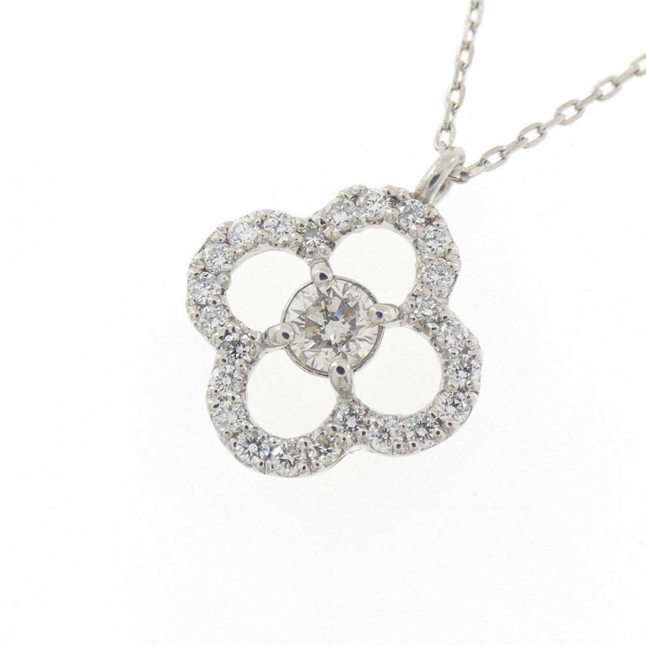 PT900/PT850 フラワー ダイヤモンド ネックレス 0.21CT
