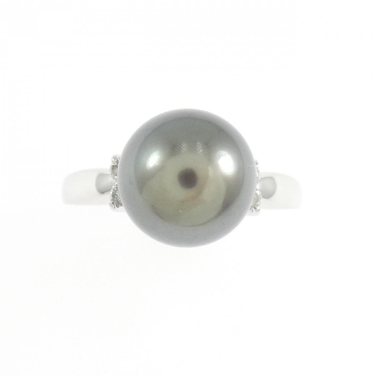 K18WG 黒蝶パール リング 9.5mm