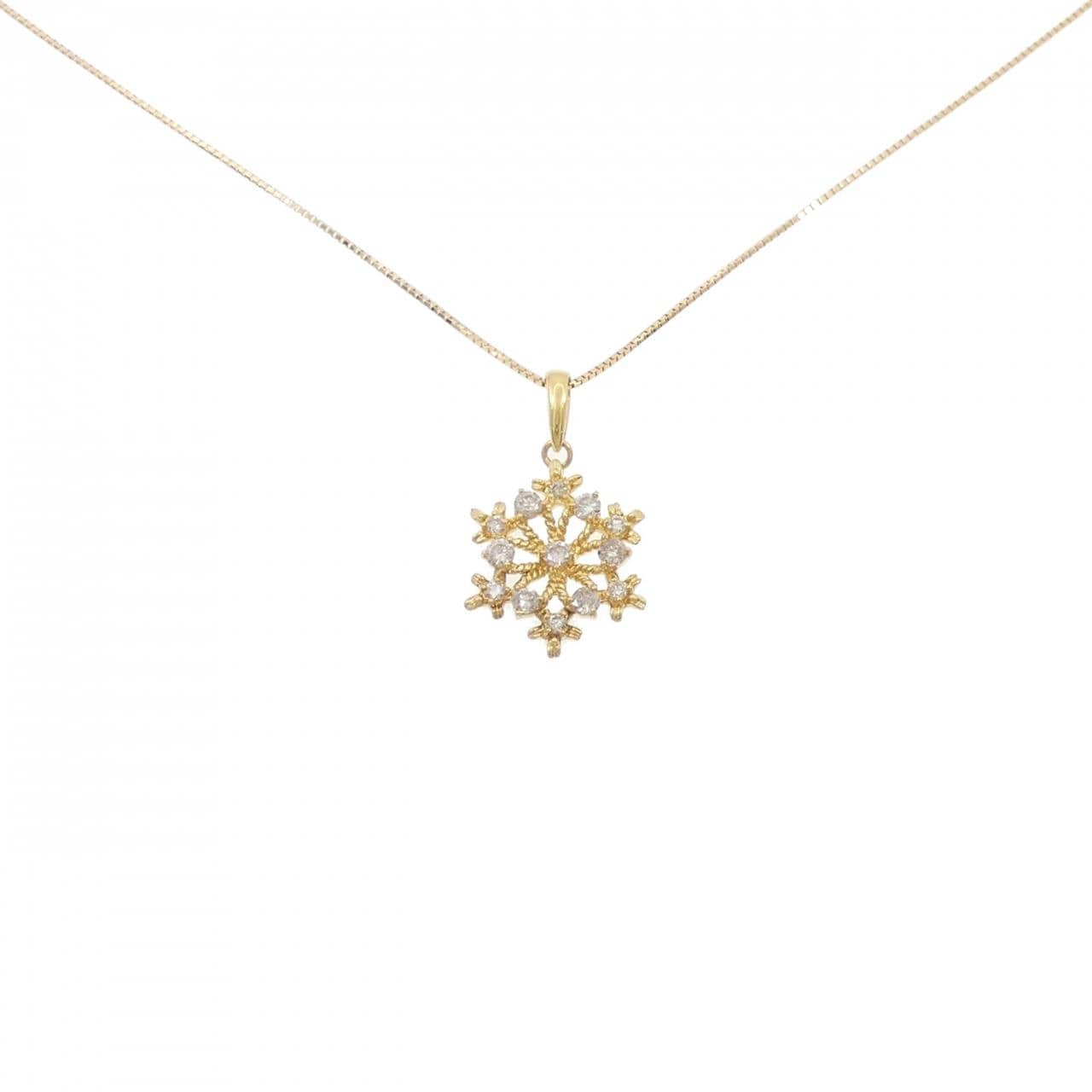 K18YG スノーフレーク ダイヤモンド ネックレス 0.50CT