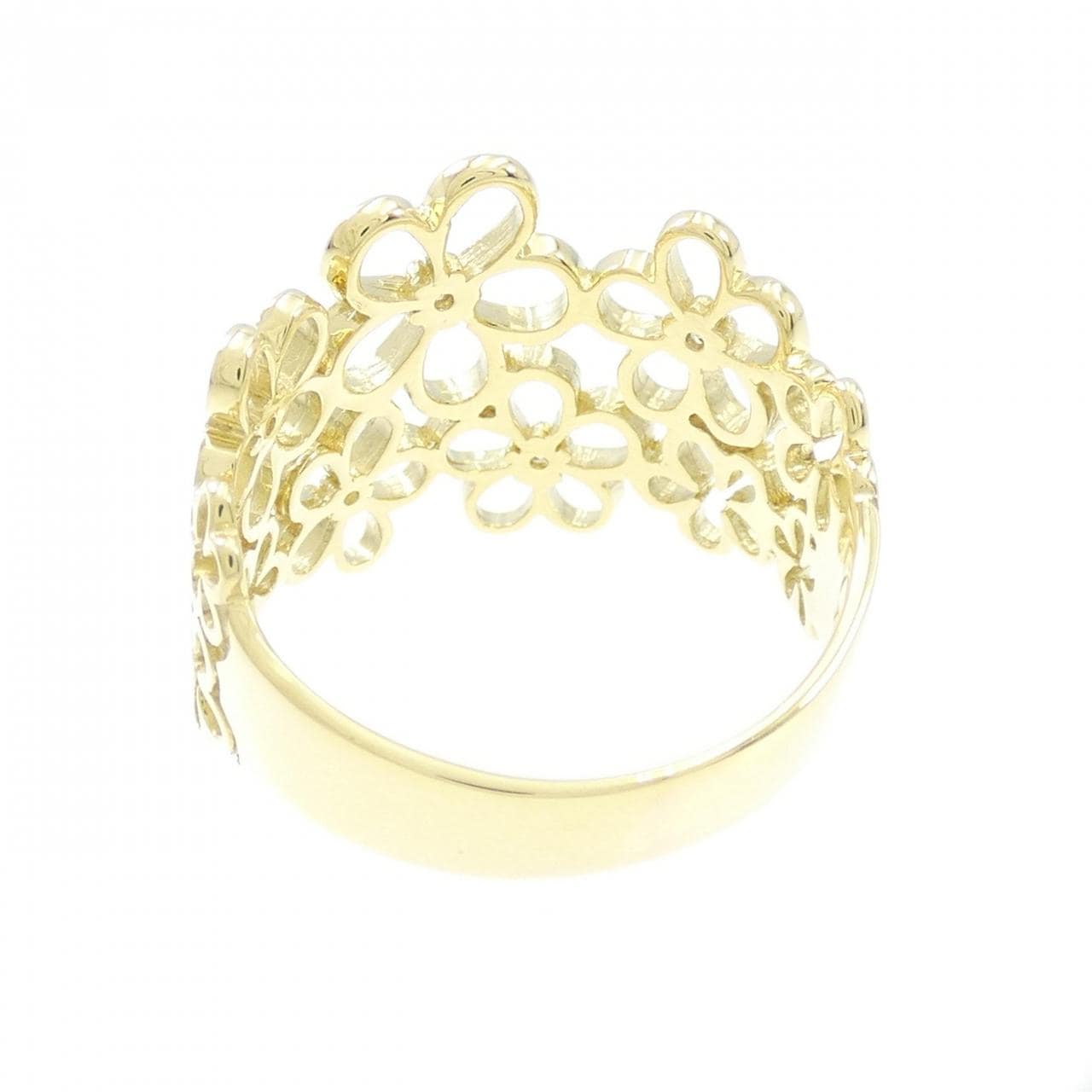 K18YG flower Diamond ring 0.06CT